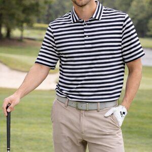 FootJoy Golf Polo Men’s L Blue White Striped Performance Shirt